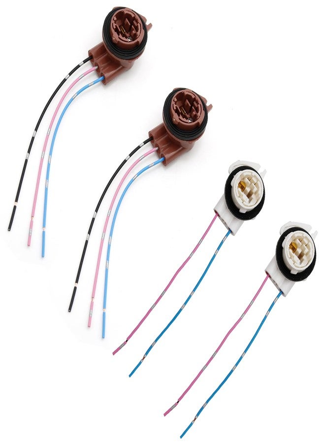 EATAKWARD مجموعة أسلاك توصيل جاهزة من إيتاكوارد 3156/3157، تتضمن قابسًا لتركيب مصابيح LED، مناسبة لمعظم سيارات شيفروليه سيلفرادو وجي إم سي سييرا، لمصابيح الفرامل/الخلفية ومصابيح الإشارة، 4 قطع - Image 1